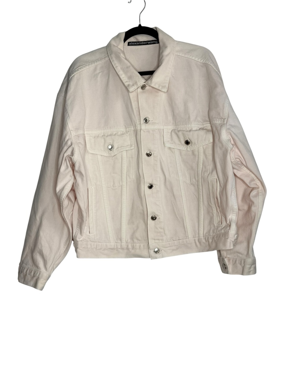T by Alexander Wang Blush Pink Denim Jacket Size Large Oversized Trucker Jacket